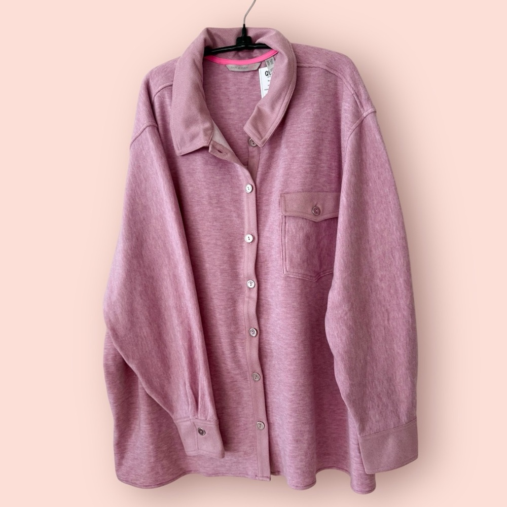 🆕 Isaac Mizrahi Live! Soho Relaxed Shirt Jacket w/ Pockets *NWT* $79 size: 2X